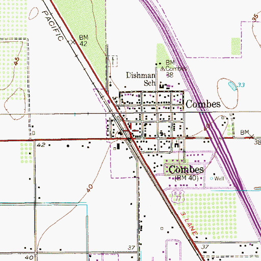 Topographic Map of Combes, TX
