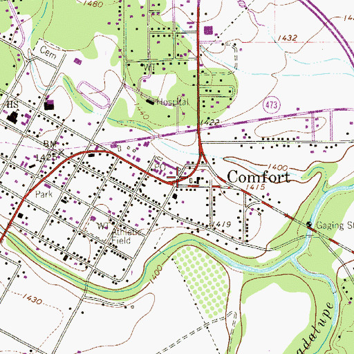 Topographic Map of Comfort, TX