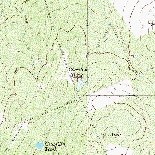 Topographic Map of Comitas Tank, TX