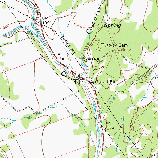 Topographic Map of Commissioners Creek, TX