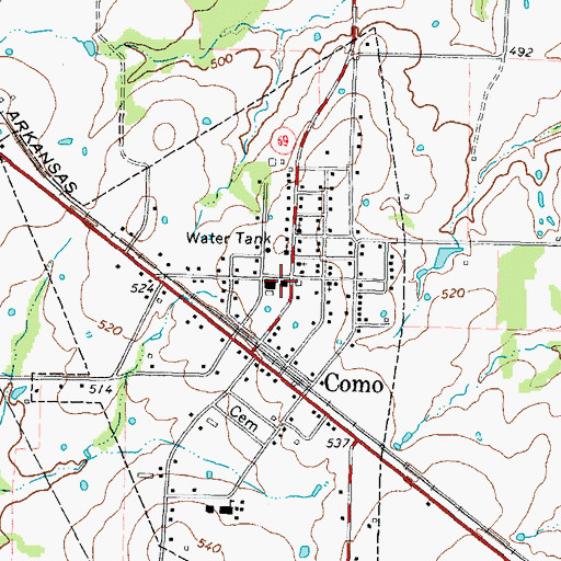 Topographic Map of Como, TX