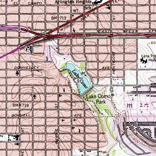 Topographic Map of Lake Como, TX