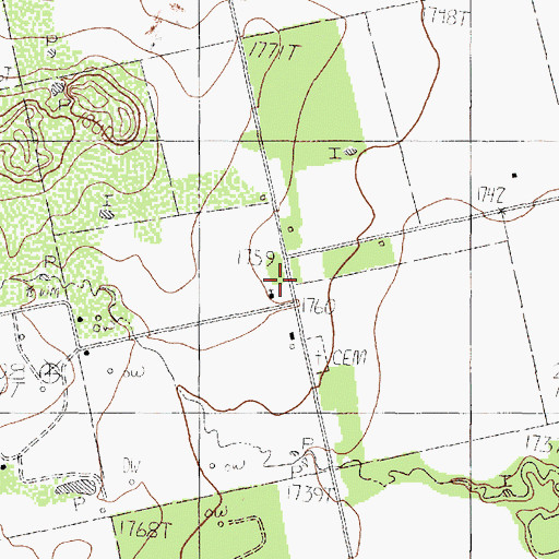Topographic Map of Compere Church, TX