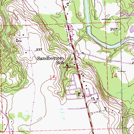 Topographic Map of Saint Johns Church, AL