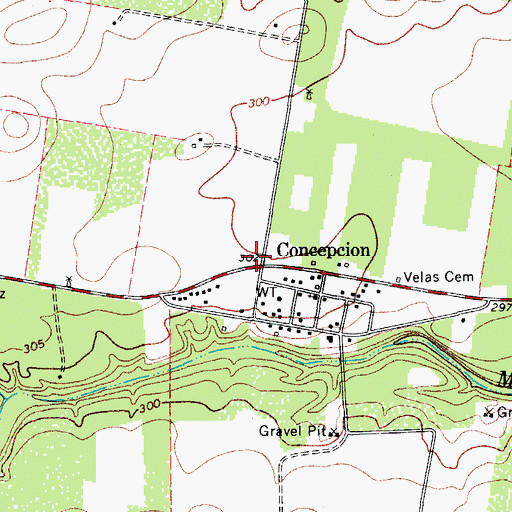 Topographic Map of Conception, TX