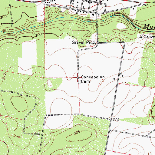 Topographic Map of Conception Cemetery, TX