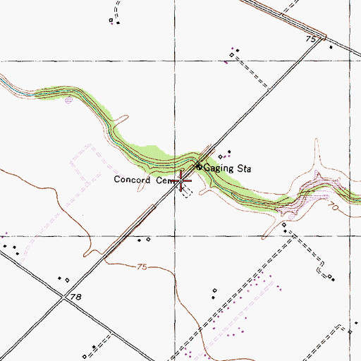Topographic Map of Concord Cemetery, TX