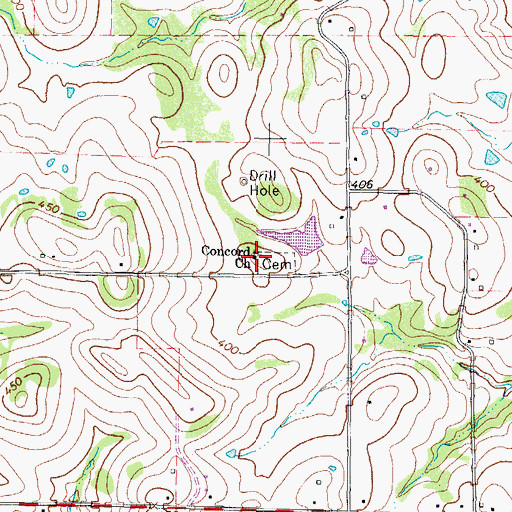 Topographic Map of Concord Church, TX