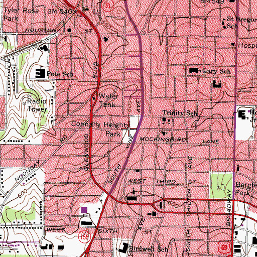 Topographic Map of Connally Heights Park, TX