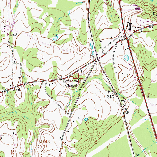 Topographic Map of Conners Chapel, TX