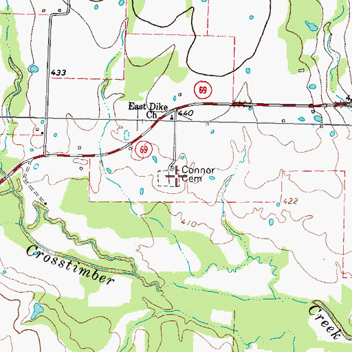 Topographic Map of Connor Cemetery, TX