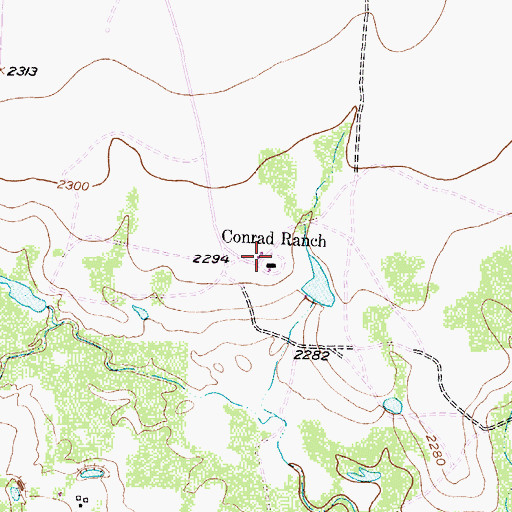 Topographic Map of Conrad Ranch, TX