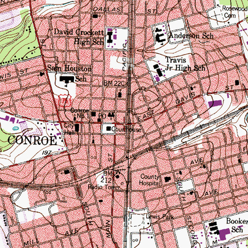 Topographic Map of Conroe, TX