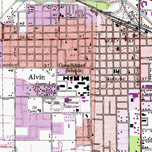 Topographic Map of Consolidated Schools, TX