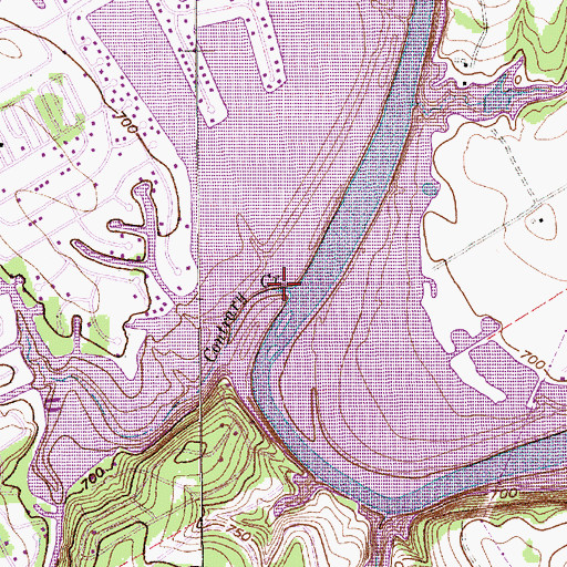 Topographic Map of Contrary Creek, TX