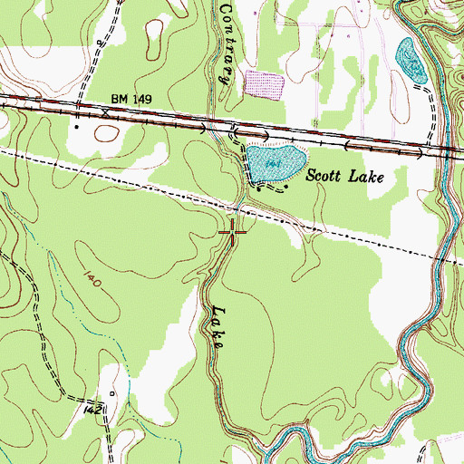 Topographic Map of Contrary Lake, TX