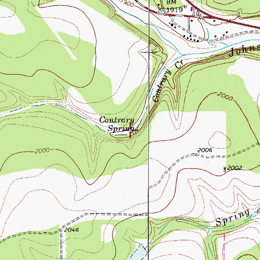 Topographic Map of Contrary Spring, TX
