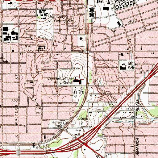Topographic Map of Convent of the Holy Ghost, TX