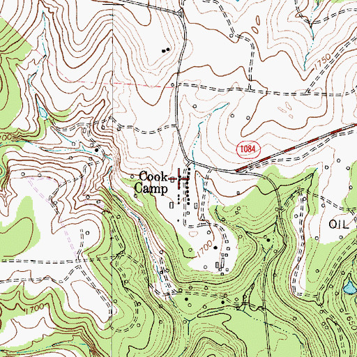 Topographic Map of Cook Camp, TX