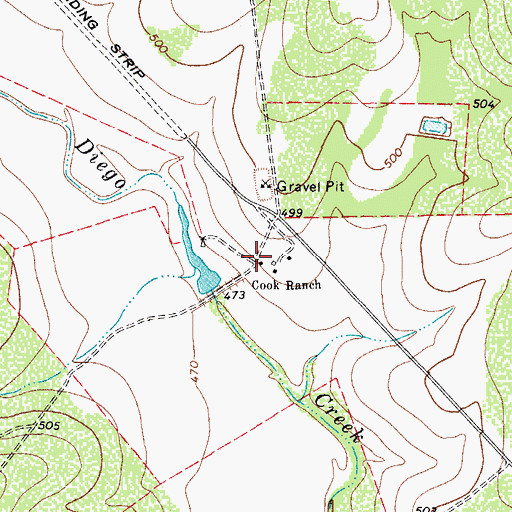Topographic Map of Cook Ranch, TX