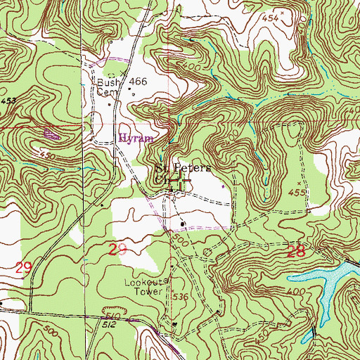 Topographic Map of Saint Peters Cemetery, AL