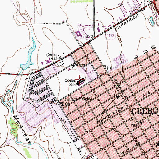 Topographic Map of Cooke School, TX