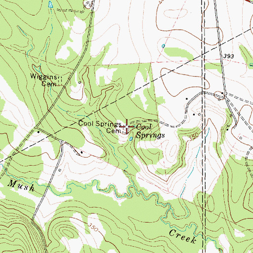 Topographic Map of Cool Springs Cemetery, TX