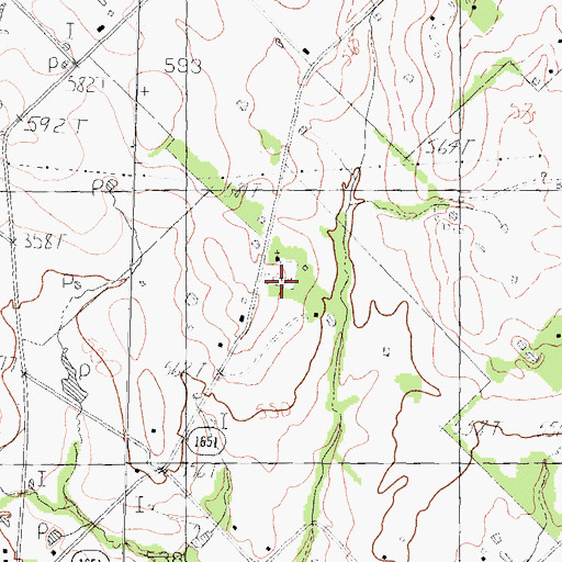 Topographic Map of Cool Springs Church, TX