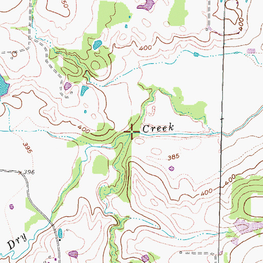 Topographic Map of Coon Creek, TX