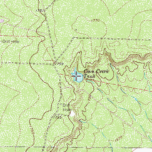 Topographic Map of Coon Creek Tank, TX