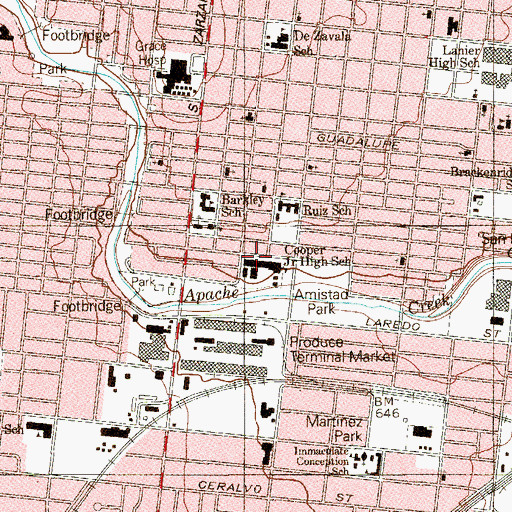 Topographic Map of Cooper Junior High School, TX