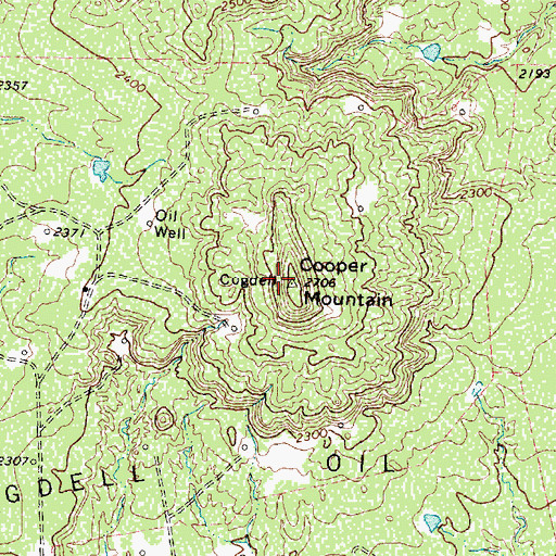 Topographic Map of Cooper Mountain, TX