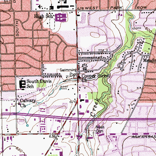 Topographic Map of Cooper Street Church, TX