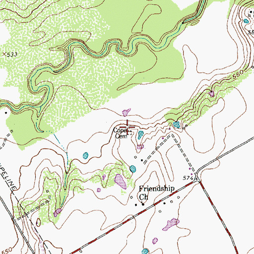 Topographic Map of Cope Cemetery, TX