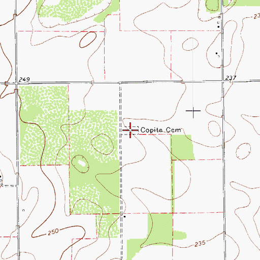 Topographic Map of Copita Cemetery, TX