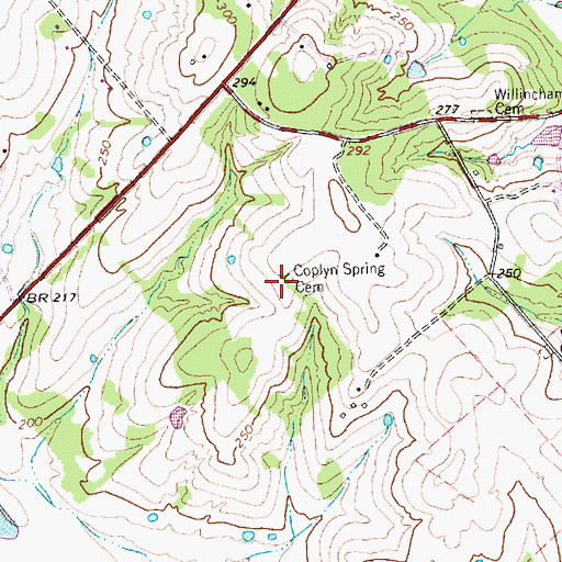 Topographic Map of Coplyn Spring Cemetery, TX