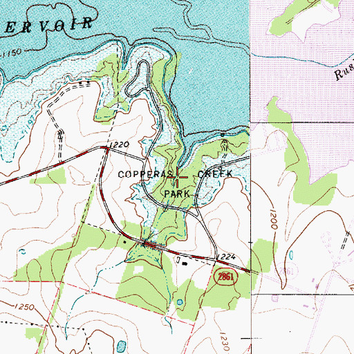 Topographic Map of Copperas Creek Park, TX
