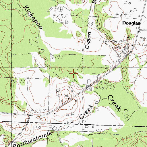 Topographic Map of Coppers Branch, TX