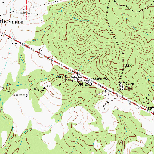 Topographic Map of Core Cemetery, TX
