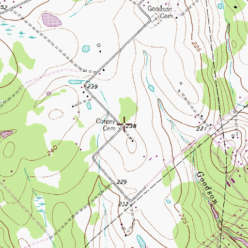 Topographic Map of Corgey Cemetery, TX