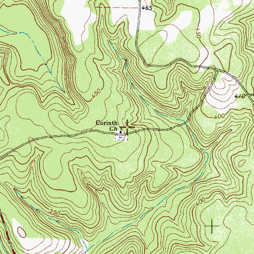 Topographic Map of Corinth Church, TX