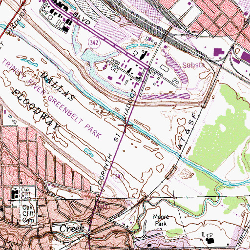 Topographic Map of Corinth Street Viaduct, TX