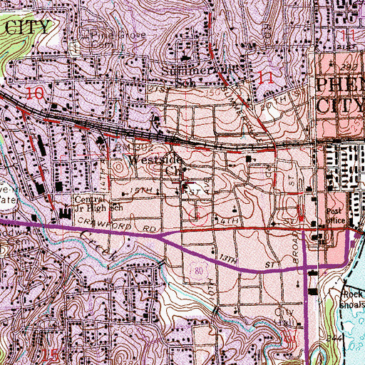 Topographic Map of Susie E Allen Elementary School, AL