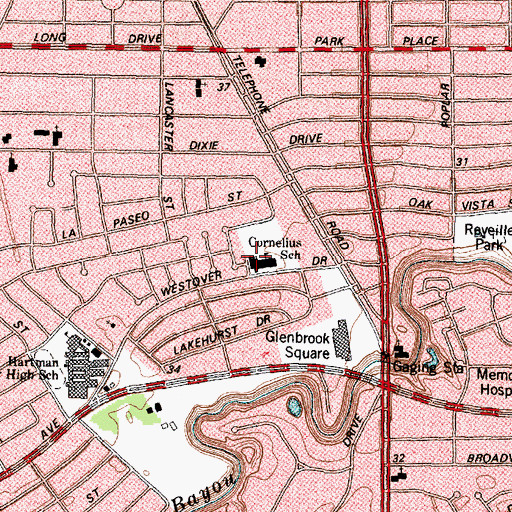 Topographic Map of Cornelius School, TX