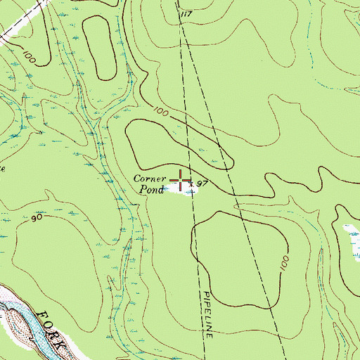 Topographic Map of Corner Pond, TX