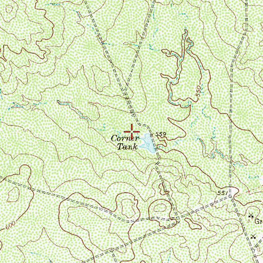 Topographic Map of Corner Tank, TX