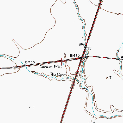 Topographic Map of Corner Well, TX