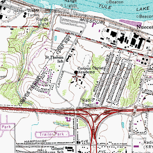 Topographic Map of Corpus Christi Academy, TX