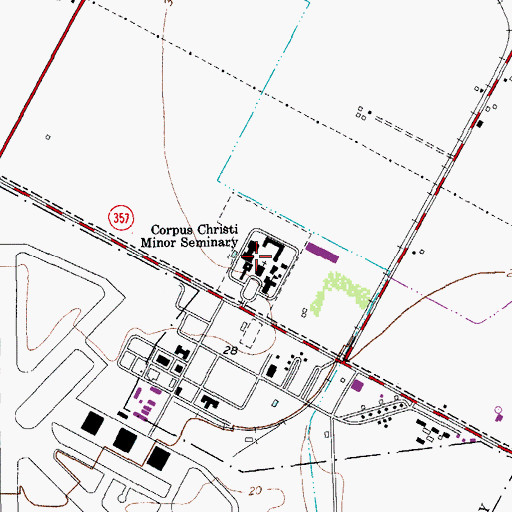 Topographic Map of Corpus Christi Minor Seminary, TX