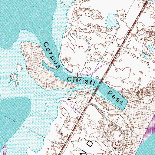 Topographic Map of Corpus Christi Pass, TX